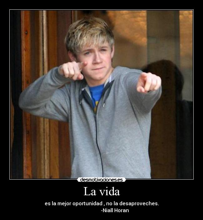La vida - es la mejor oportunidad , no la desaproveches.
-Niall Horan
