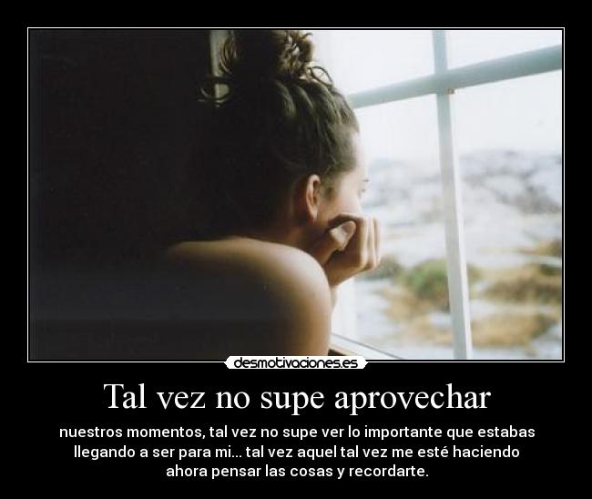 Tal vez no supe aprovechar - 