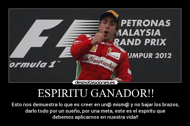ESPIRITU GANADOR!! - Esto nos demuestra lo que es creer en un@ mism@ y no bajar los brazos,
darlo todo por un sueño, por una meta, este es el espiritu que
debemos aplicarnos en nuestra vida!!