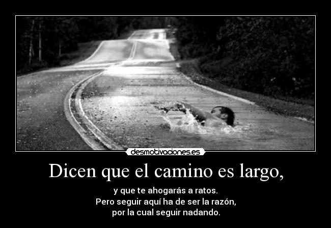 Dicen que el camino es largo, - y que te ahogarás a ratos.
Pero seguir aquí ha de ser la razón,
por la cual seguir nadando.