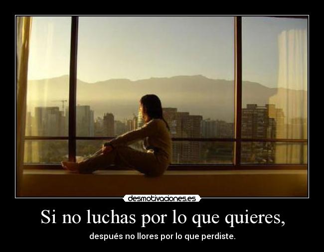 Si no luchas por lo que quieres, - después no llores por lo que perdiste.