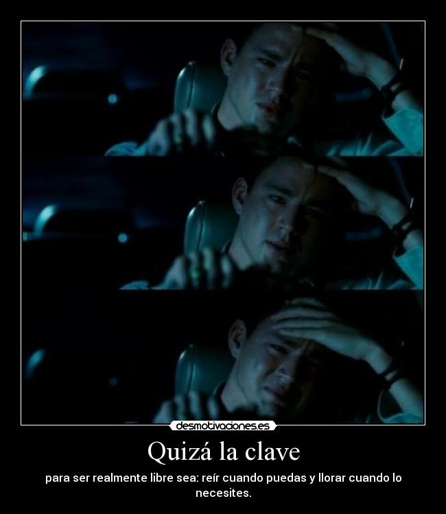 Quizá la clave - para ser realmente libre sea: reír cuando puedas y llorar cuando lo necesites.