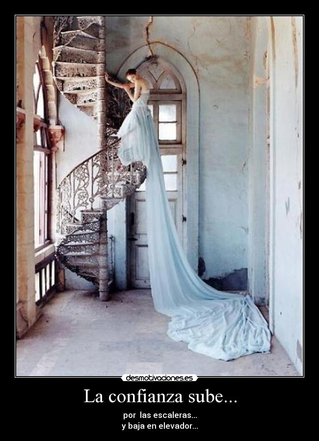 carteles confianza confianza sube escaleras baja elevador vestido fashiongirl desmotivaciones
