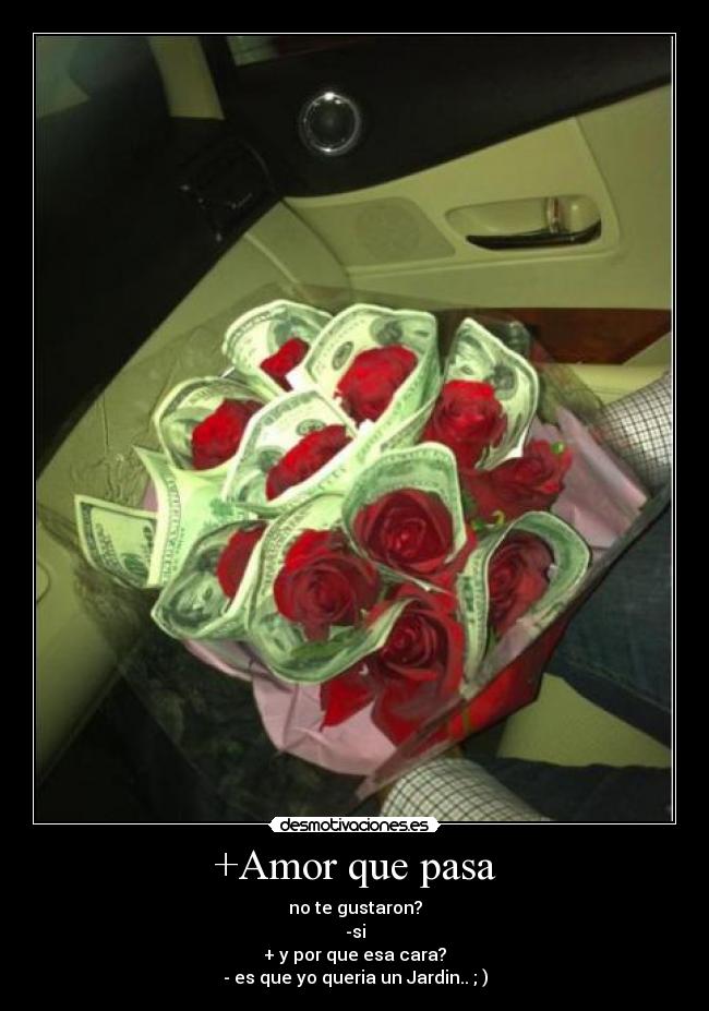 +Amor que pasa - no te gustaron?
-si
+ y por que esa cara?
- es que yo queria un Jardin.. ; )