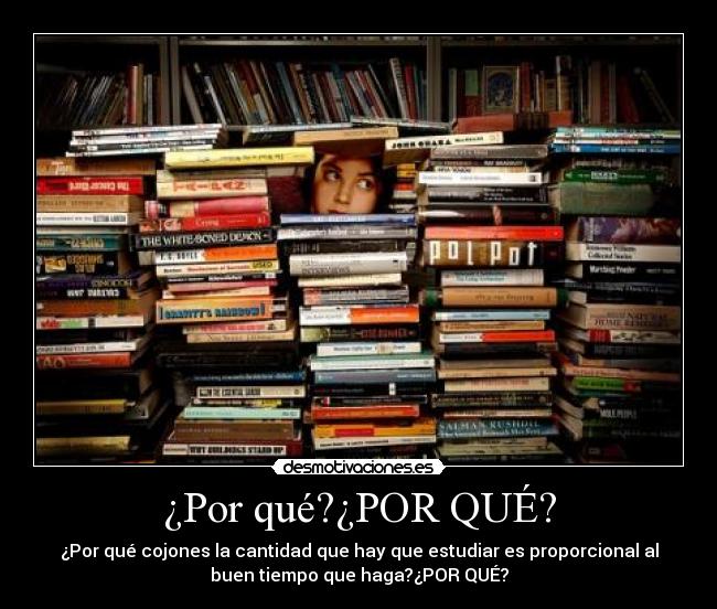 ¿Por qué?¿POR QUÉ? - ¿Por qué cojones la cantidad que hay que estudiar es proporcional al
buen tiempo que haga?¿POR QUÉ?