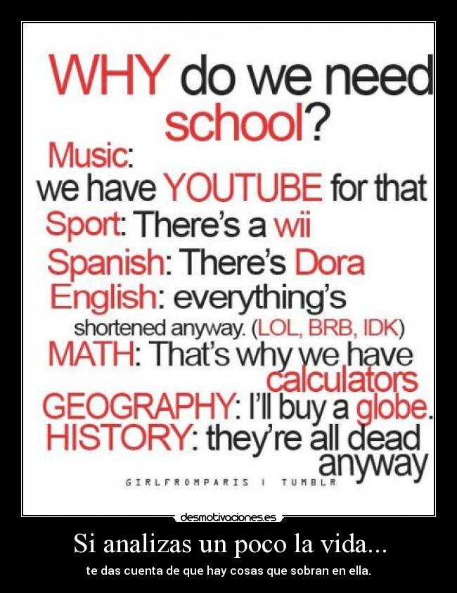 carteles vida escuela sobra desmotivaciones