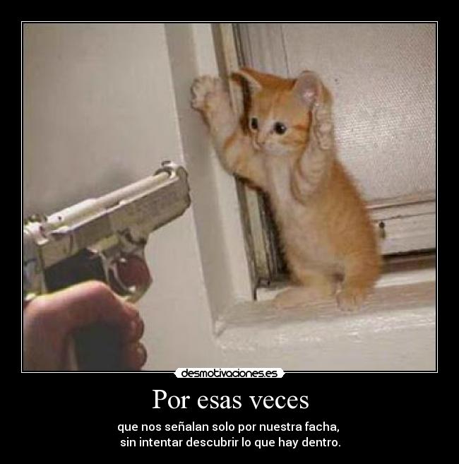 Por esas veces - que nos señalan solo por nuestra facha,
sin intentar descubrir lo que hay dentro.