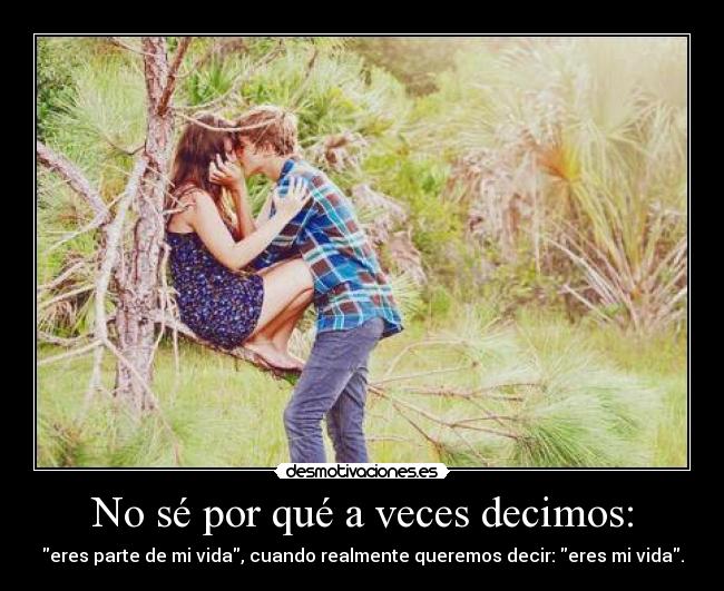 No sé por qué a veces decimos: - eres parte de mi vida, cuando realmente queremos decir: eres mi vida.