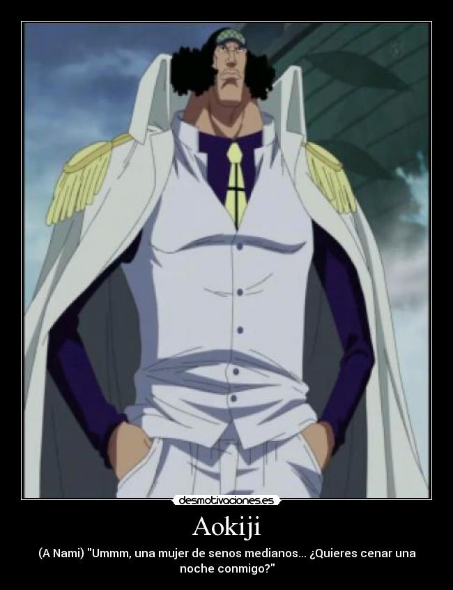 Aokiji - (A Nami) Ummm, una mujer de senos medianos... ¿Quieres cenar una
noche conmigo?