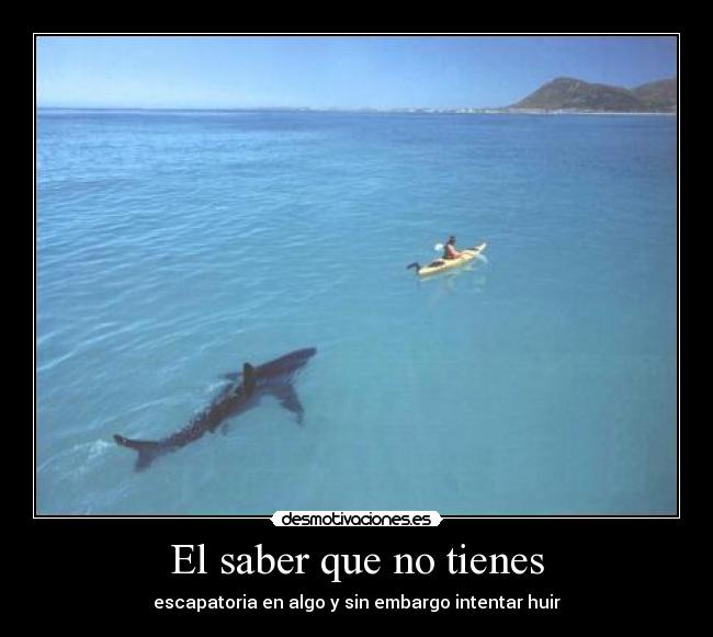El saber que no tienes - escapatoria en algo y sin embargo intentar huir