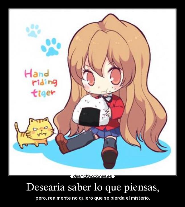 carteles anime toradora taiga aisaka misterio perlithakawai desmotivaciones