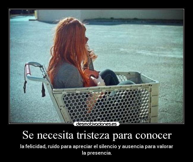 Se necesita tristeza para conocer - la felicidad, ruido para apreciar el silencio y ausencia para valorar la presencia.