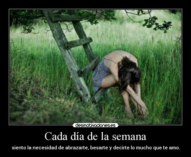 Cada día de la semana - siento la necesidad de abrazarte, besarte y decirte lo mucho que te amo.
