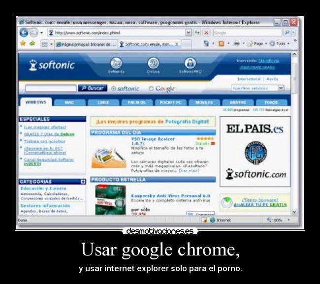 Usar google chrome, - y usar internet explorer solo para el porno.
