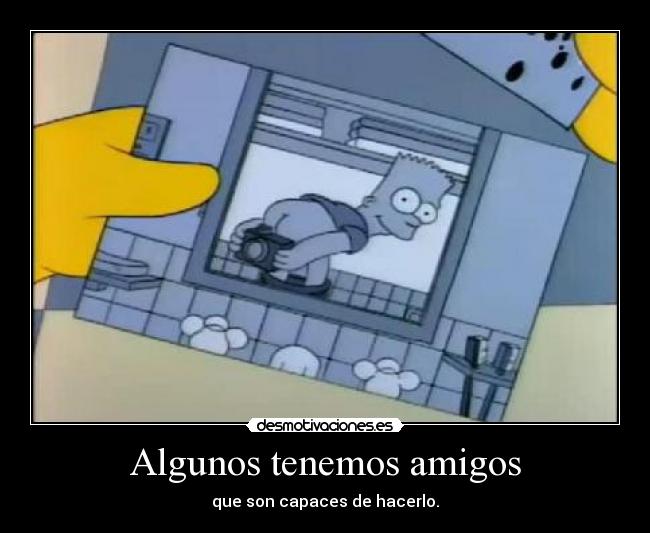 carteles amigos los simpsons bart foto camara bano simpson trasero risa comedia desmotivaciones