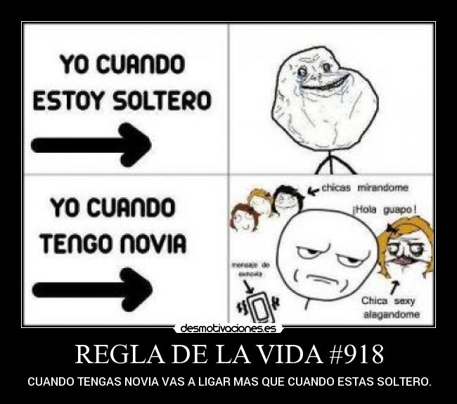 REGLA DE LA VIDA #918 - CUANDO TENGAS NOVIA VAS A LIGAR MAS QUE CUANDO ESTAS SOLTERO.