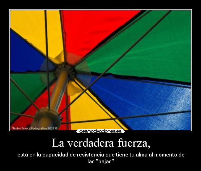 La verdadera fuerza, - está en la capacidad de resistencia que tiene tu alma al momento de las bajas