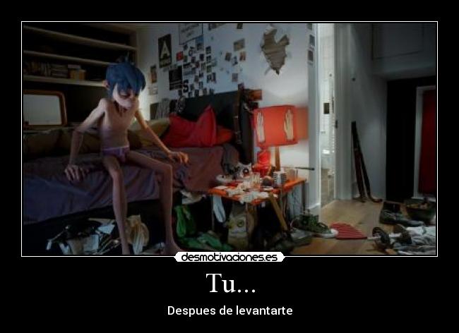 carteles gorillaz jamie hewlett damon albarn blur murdoc russel noodle thing mananas levantarse desmotivaciones