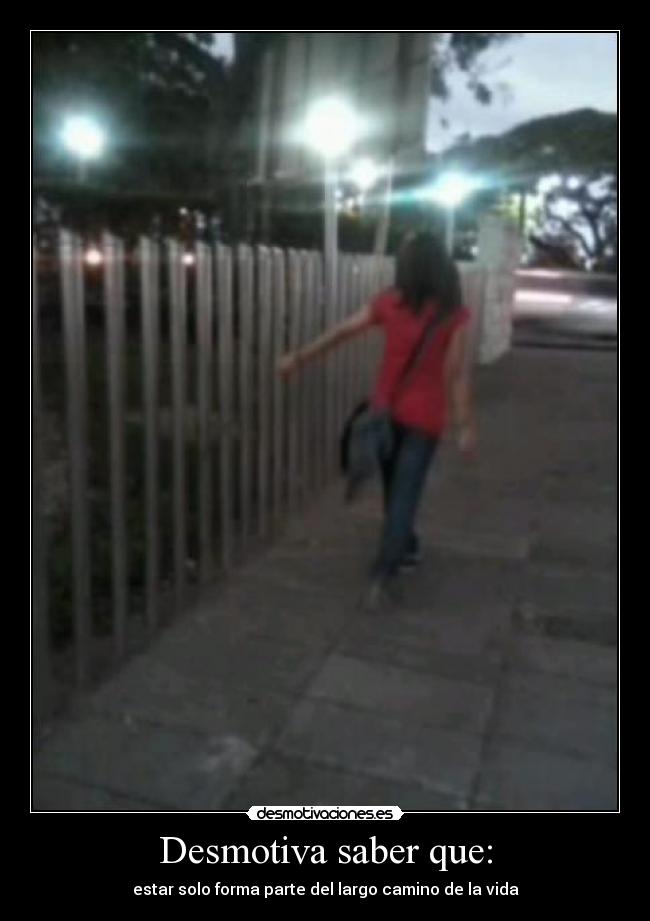Desmotiva saber que: - estar solo forma parte del largo camino de la vida