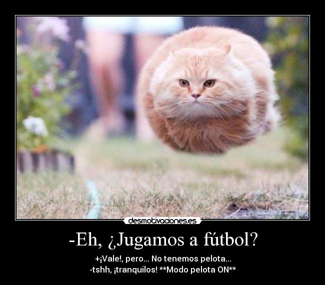 -Eh, ¿Jugamos a fútbol? - +¡Vale!, pero... No tenemos pelota...
-tshh, ¡tranquilos! **Modo pelota ON**