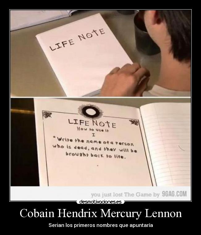 Cobain Hendrix Mercury Lennon - Serian los primeros nombres que apuntaría