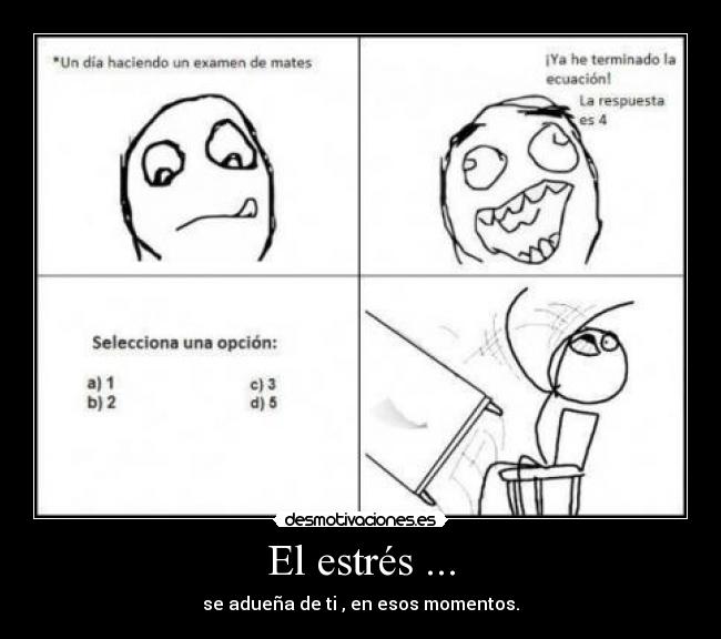 El estrés ... - se adueña de ti , en esos momentos.