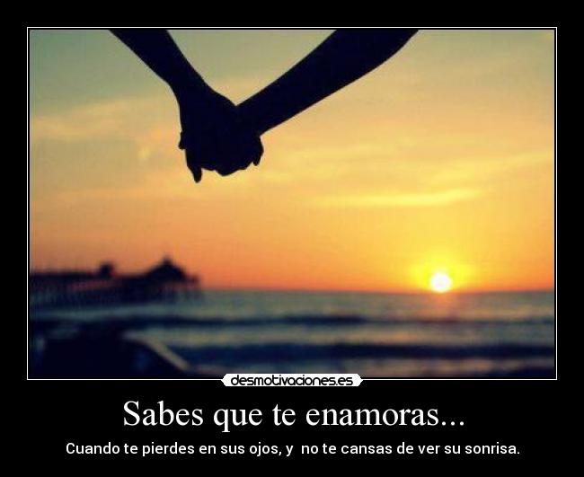 Sabes que te enamoras... - Cuando te pierdes en sus ojos, y no te cansas de ver su sonrisa.