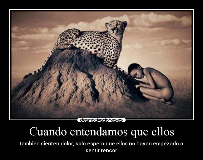 Cuando entendamos que ellos - también sienten dolor, solo espero que ellos no hayan empezado a sentir rencor.