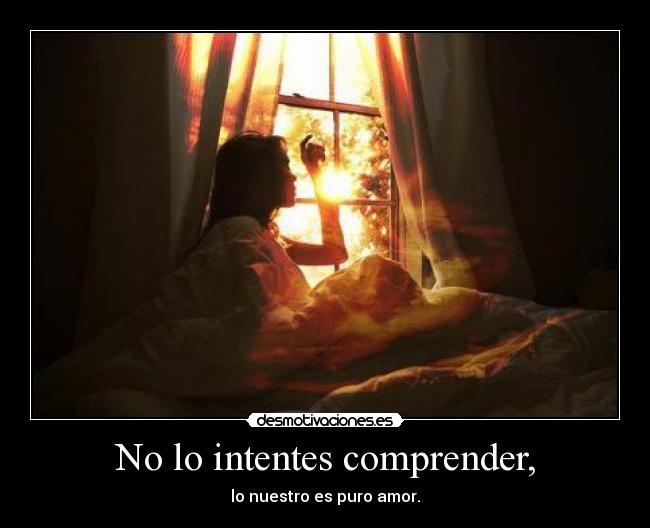 No lo intentes comprender, - lo nuestro es puro amor.