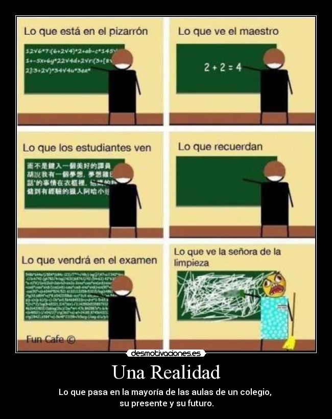 Una Realidad - Lo que pasa en la mayoría de las aulas de un colegio, 
su presente y su futuro.