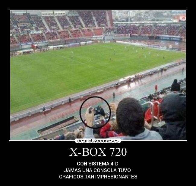 X-BOX 720 - CON SISTEMA 4-D
JAMAS UNA CONSOLA TUVO
GRAFICOS TAN IMPRESIONANTES