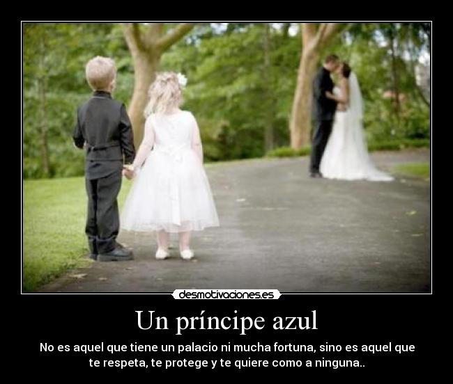 Un príncipe azul - No es aquel que tiene un palacio ni mucha fortuna, sino es aquel que
te respeta, te protege y te quiere como a ninguna..