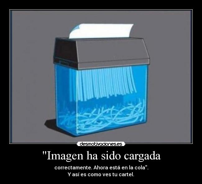 Imagen ha sido cargada - correctamente. Ahora está en la cola.
Y así es como ves tu cartel.