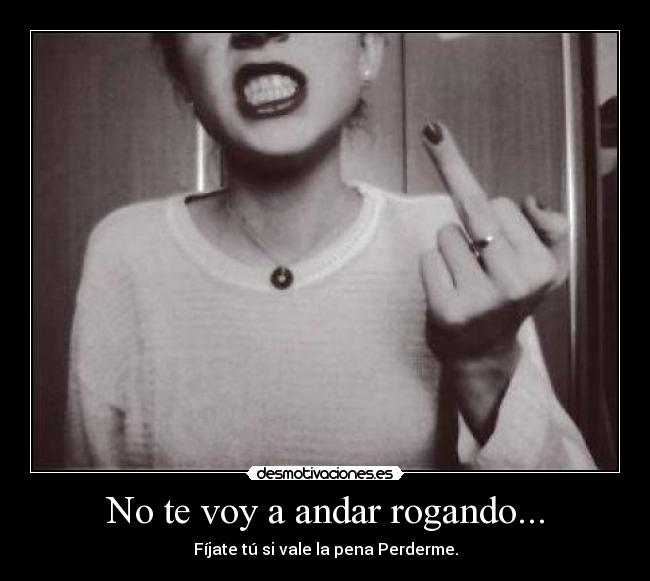 No te voy a andar rogando... -