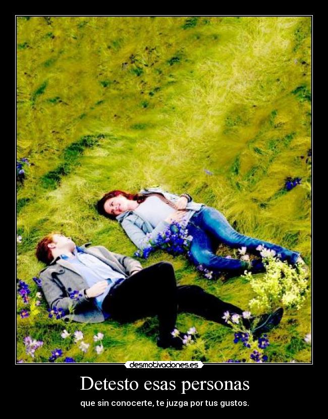 Detesto esas personas - que sin conocerte, te juzga por tus gustos.