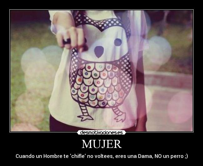 MUJER - Cuando un Hombre te chifle no voltees, eres una Dama, NO un perro ;)