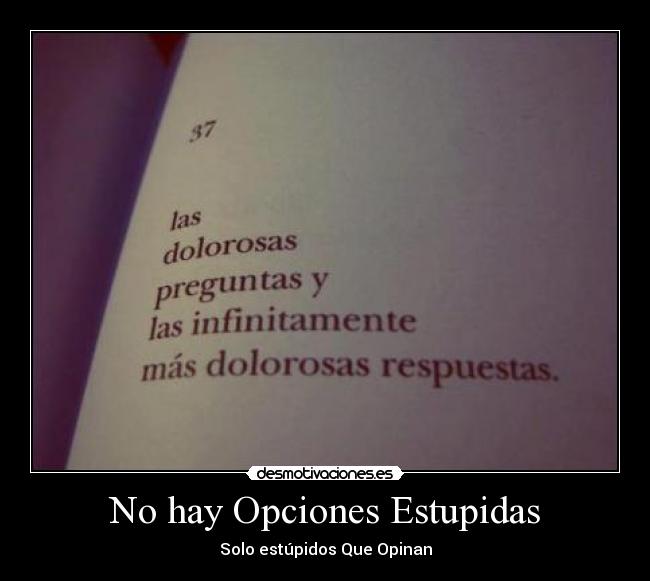 No hay Opciones Estupidas - Solo estúpidos Que Opinan