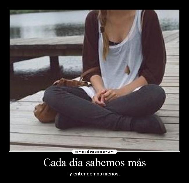 Cada día sabemos más - y entendemos menos.