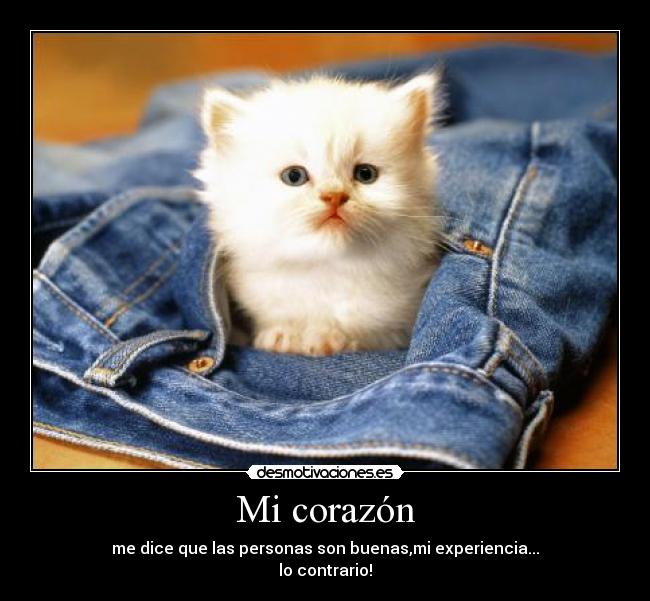 Mi corazón - me dice que las personas son buenas,mi experiencia...
lo contrario!