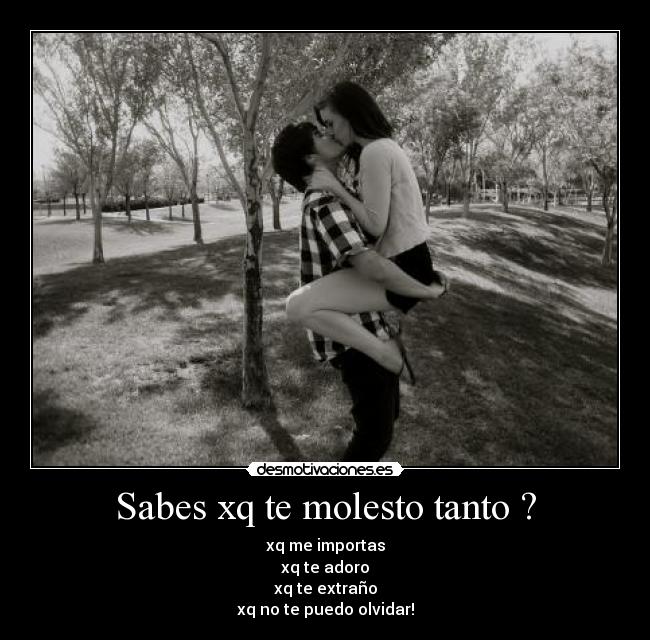 Sabes xq te molesto tanto ? - xq me importas
xq te adoro
xq te extraño
xq no te puedo olvidar!