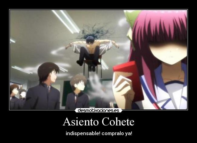 carteles asientocohete angelbeats anime desmotivaciones