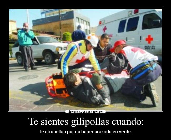 Te sientes gilipollas cuando: - te atropellan por no haber cruzado en verde.