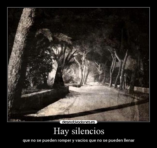 Hay silencios - que no se pueden romper y vacíos que no se pueden llenar