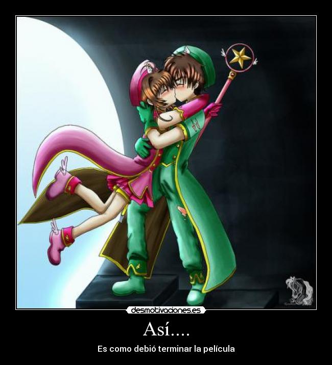 carteles sakura shaoran beso pelicula fin card captor desmotivaciones