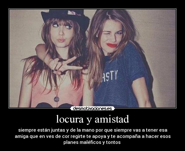 carteles locura amistad locura mano con amistad desmotivaciones