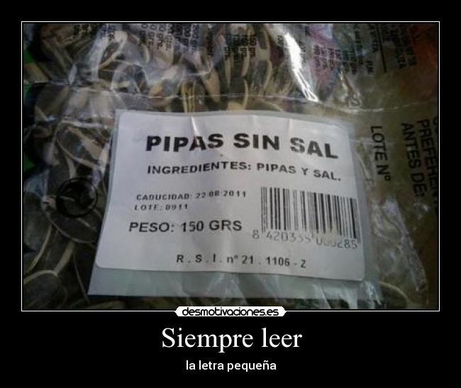 Siempre leer - la letra pequeña