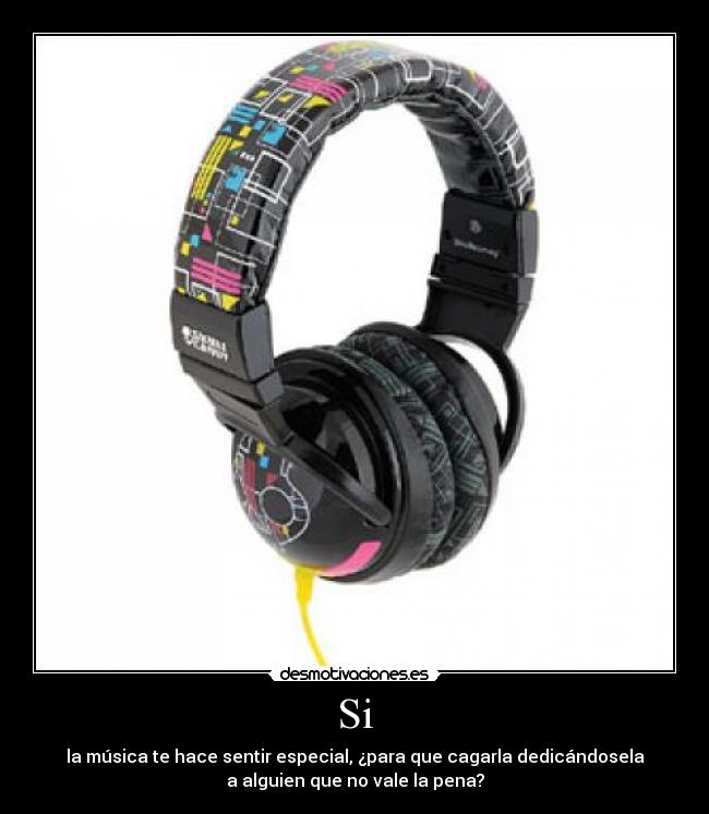 Si - la música te hace sentir especial, ¿para que cagarla dedicándosela
a alguien que no vale la pena?