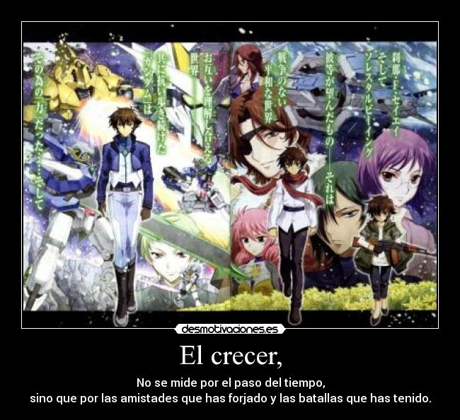 El crecer, - No se mide por el paso del tiempo,
sino que por las amistades que has forjado y las batallas que has tenido.