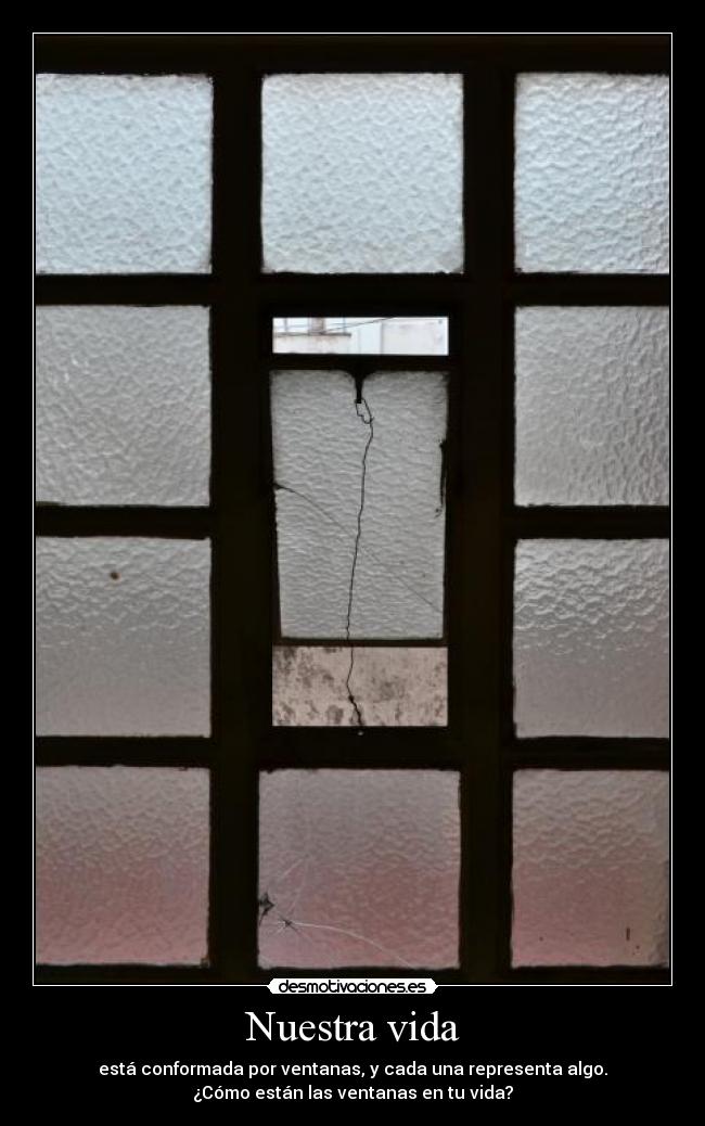Nuestra vida - está conformada por ventanas, y cada una representa algo.
¿Cómo están las ventanas en tu vida?