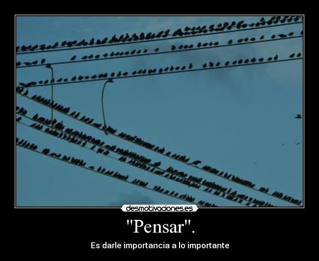 Pensar. - Es darle importancia a lo importante